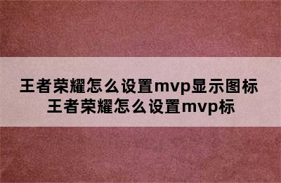 王者荣耀怎么设置mvp显示图标 王者荣耀怎么设置mvp标